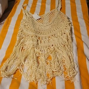 Yellow crocheted cover-up NWT